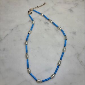 J. Crew Blue and White Pearl Beaded Necklace